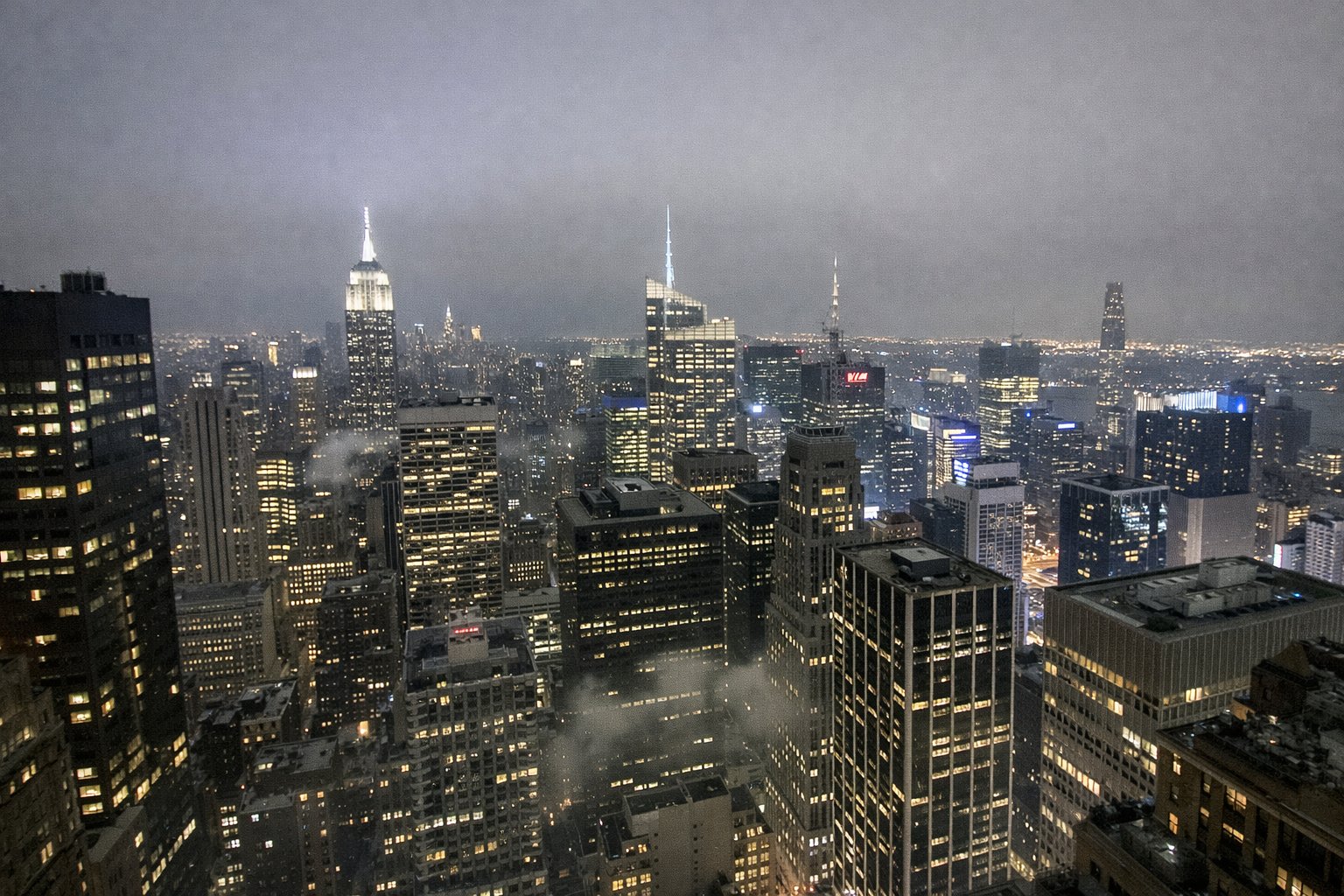 City skyline at night